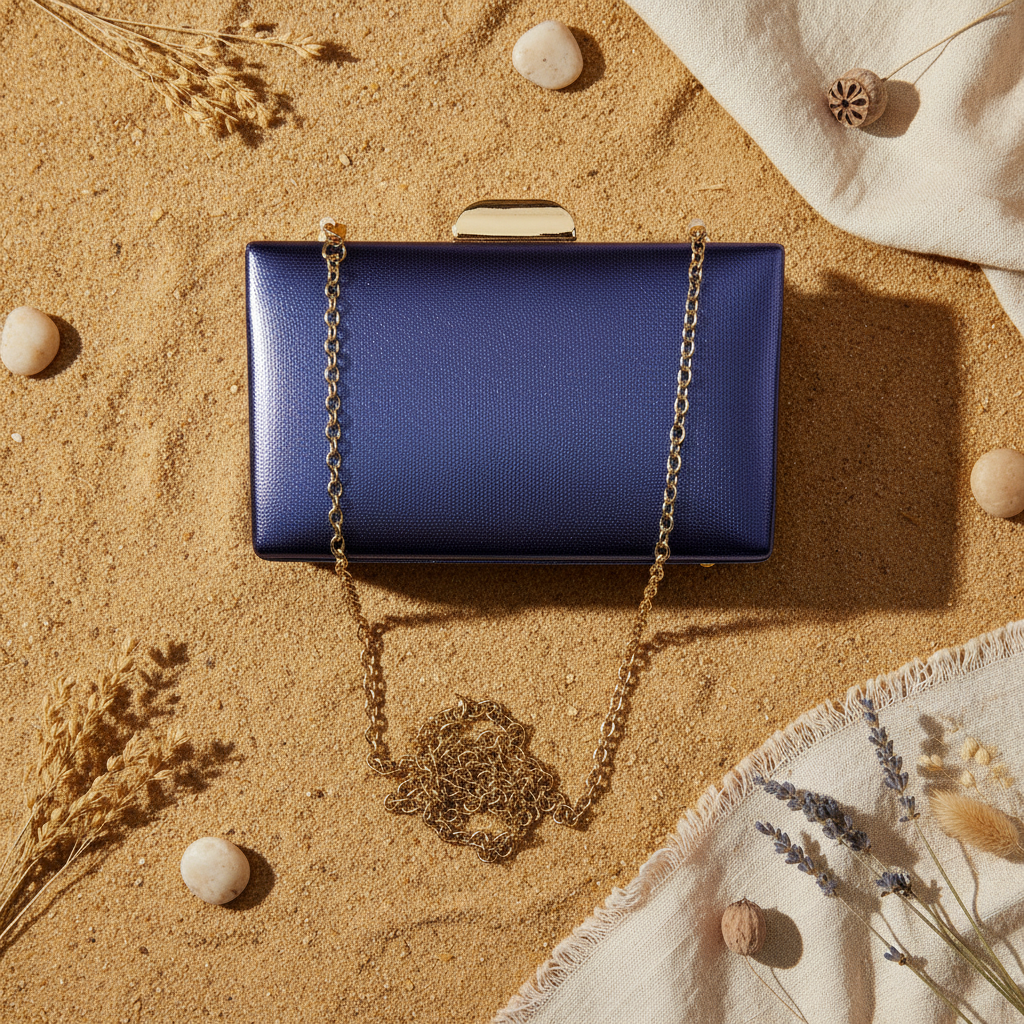 Bolso Luciano acabado pebble azul marino y negro clutch mujer Angara Moda