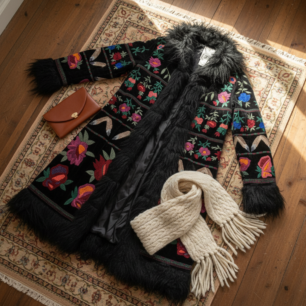 Abrigo Ali25 pelo sintético multicolor abrigo de invierno flat lay sin capucha mujer Angara Moda