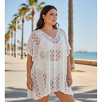 Blusón Goleta ganchillo blanco modelo curvi paseo marítimo Angara Moda