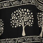 Kimono Horizonte Bis macro detalle estampado árbol de la vida paisley negro crema Angara Moda