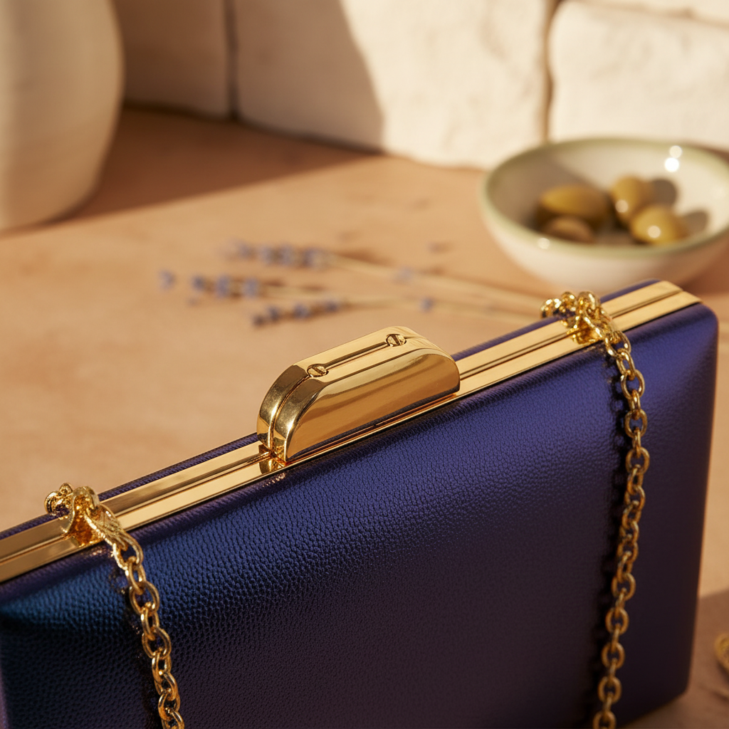 Bolso Luciano acabado pebble azul marino y negro bolso con cierre dorado mujer Angara Moda
