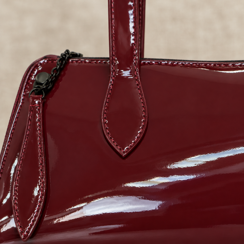 Bolso Garza burdeos macro del acabado brillante y costuras para mujer Angara Moda