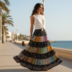 Falda Vestido Lucía patchwork boho maxi