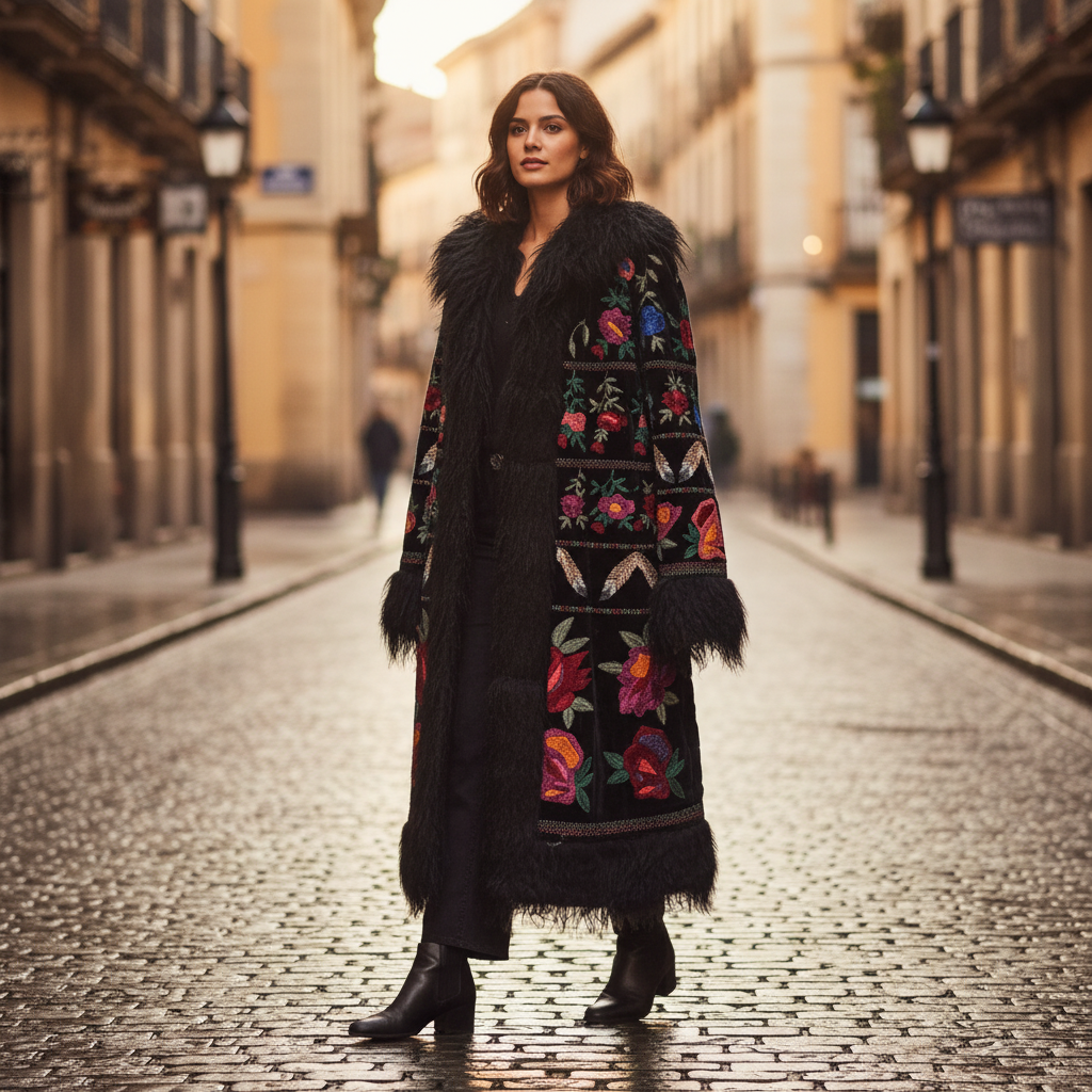 Abrigo Ali25 pelo sintético multicolor abrigo de invierno mujer sobre modelo sin capucha Angara Moda