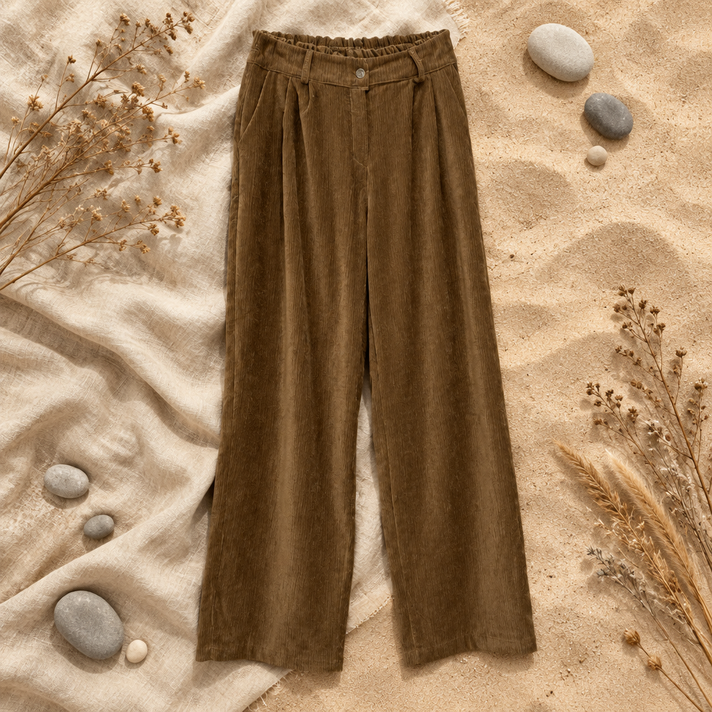 Pantalón Antonella pana camel fondo natural mujer Angara Moda