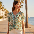 Blusa Manzana gasa volantes modelo paseo marítimo Angara Moda