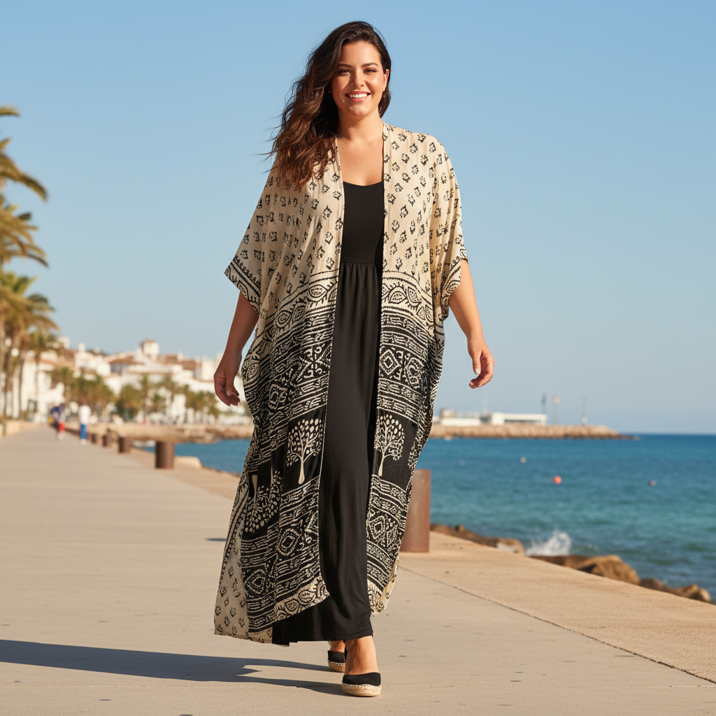 Kimono Horizonte Bis sobre modelo curvi