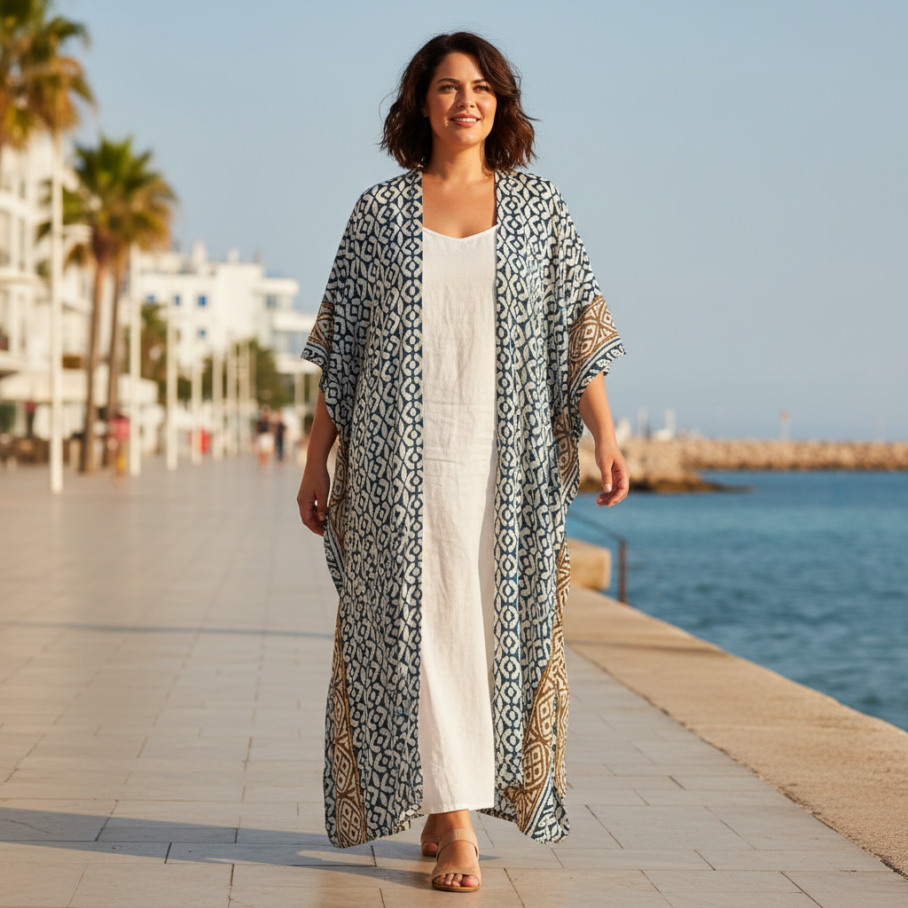 Kimono Horizonte sobre modelo curvi