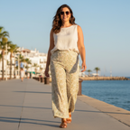 Pantalón ikat verde curvi modelo