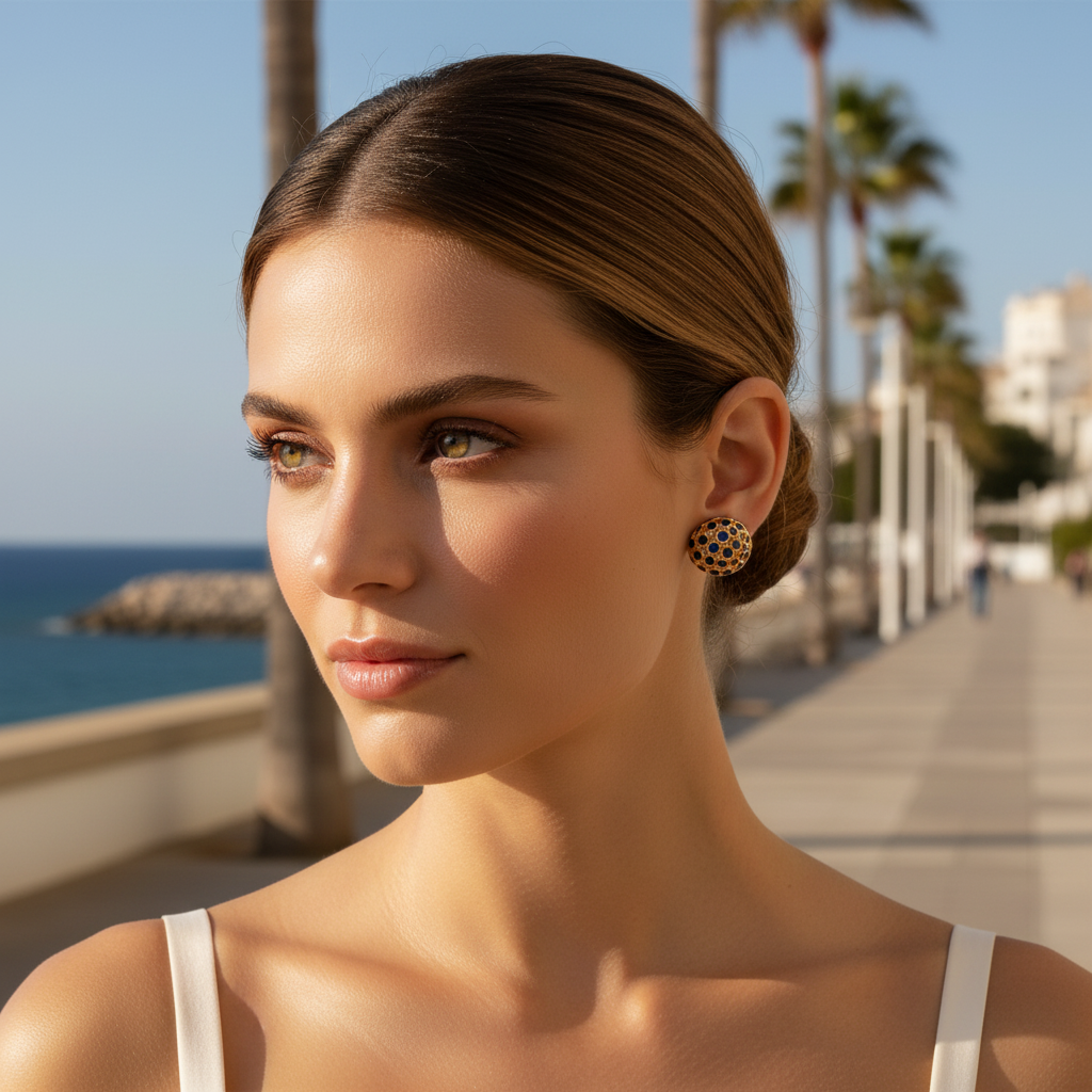 Pendientes coquitos pequeños sobre modelo
