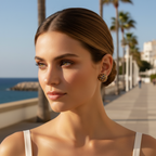 Pendientes coquitos pequeños sobre modelo