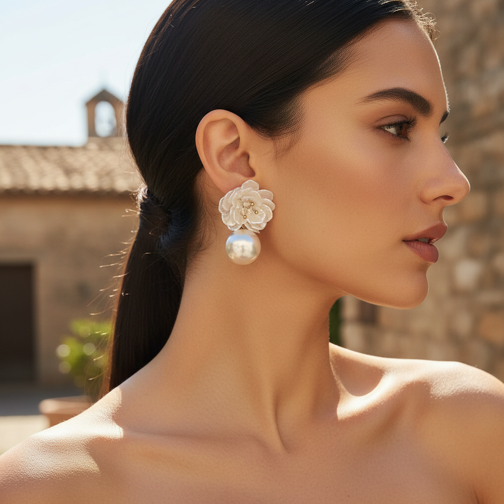 Pendientes flor concha modelo sin modificar