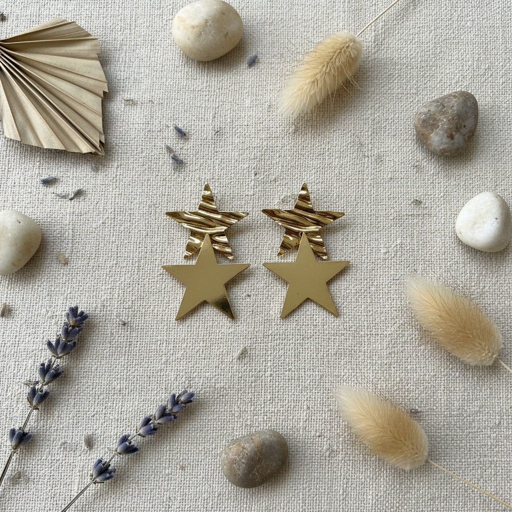 Pendientes Hollywood flat lay