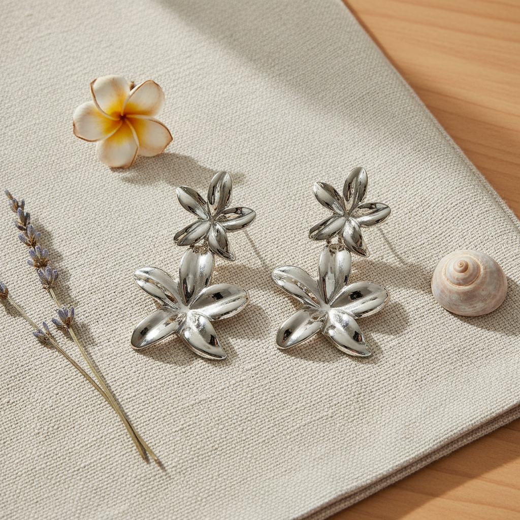Pendientes Nenúfar flat lay