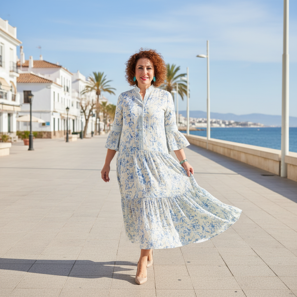 Vestido Largo Floral en Paseo Marítimo