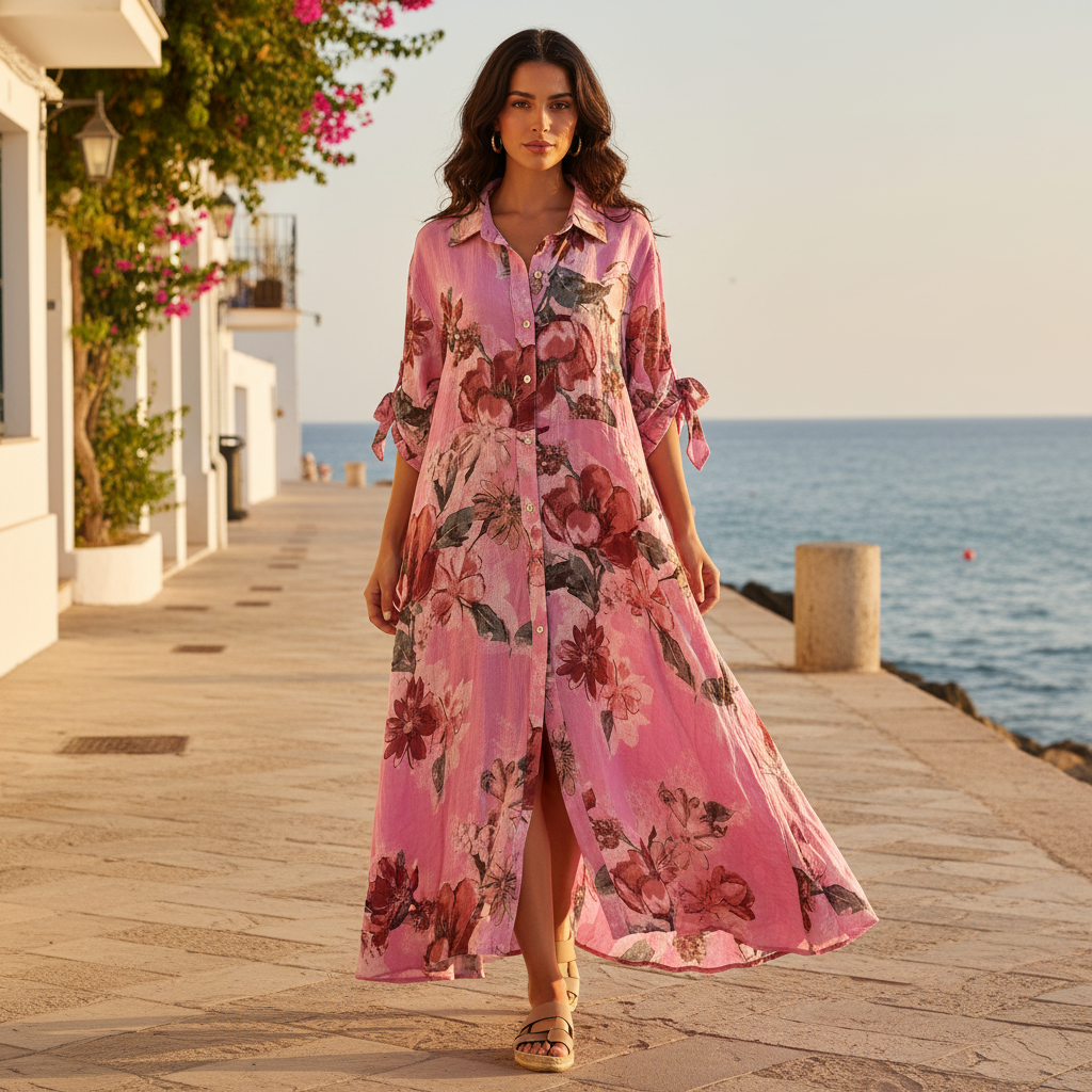 Vestido largo Spello sobre modelo