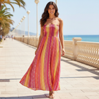 Vestido Olivia - Rayas multicolor sobre modelo