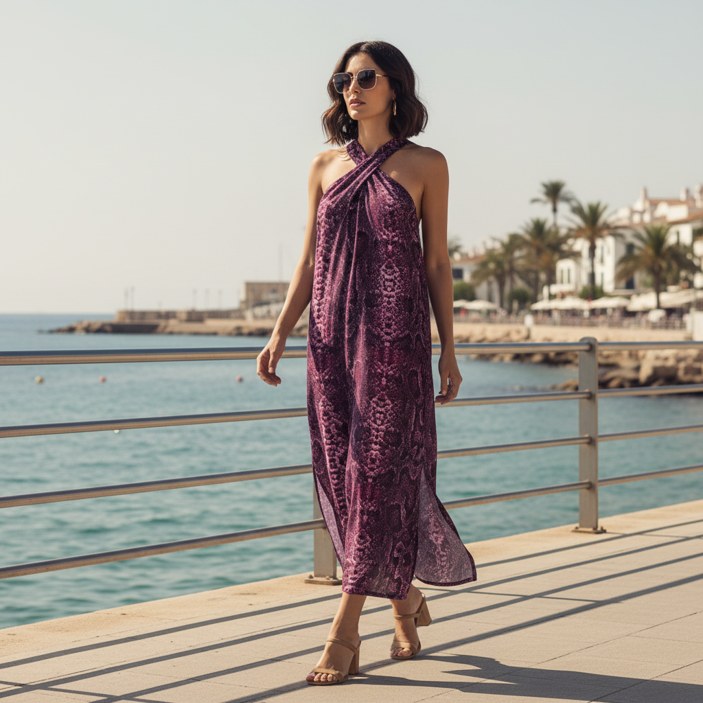 Vestido Python Midi en modelo